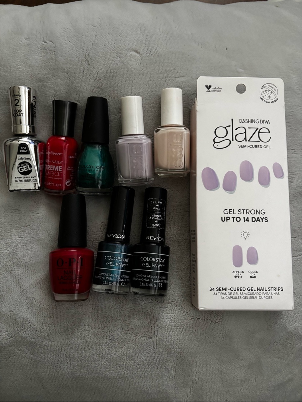 Bundle of Nail Polish and Glaze Semi-Cured Gel Nail Strips - Lavender